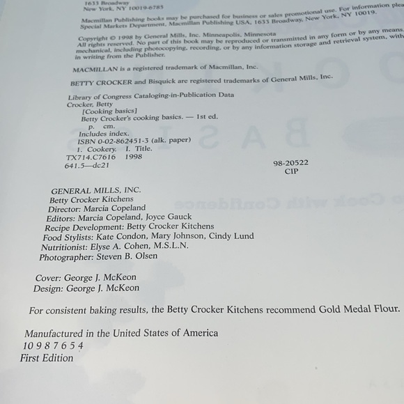 Betty Crocker’s Cooking Basics Cookbook Hardcover Spiral Bound 1998 - Picture 7 of 10